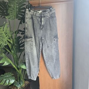 Pacsun womens medium cargo jeans baggy grey denim